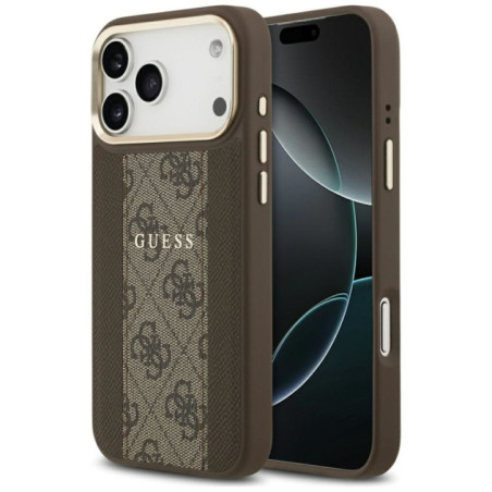 GUESS case for IPHONE 17 Pro Max compatible with MagSafe GUHMP17XPG4SEMCW (PU W/ 4G Stripe) brown