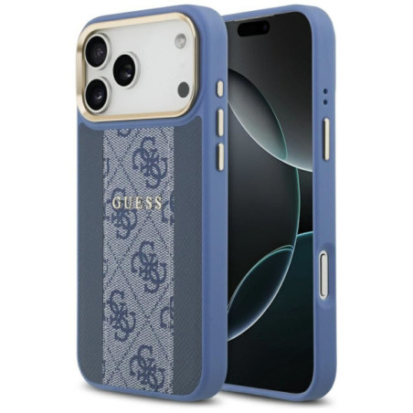 GUESS case for IPHONE 17 Pro Max compatible with MagSafe GUHMP17XPG4SEMCB (PU W/ 4G Stripe) blue