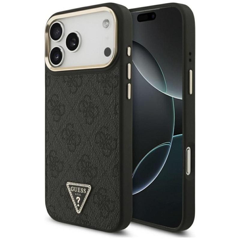 GUESS case for IPHONE 17 Pro Max compatible with MagSafe GUHMP17XP4GTDGMK (4G PU W/ Triangle Logo) gold black GUESS case for IPHONE 17 Pro Max compatible with MagSafe GUHMP17XP4GTDGMK (4G PU W/ Triangle Logo) gold black