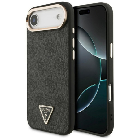 GUESS case for IPHONE 17 Air compatible with MagSafe GUHMP17MP4GTDGMK (4G PU W/ Triangle Logo) gold black