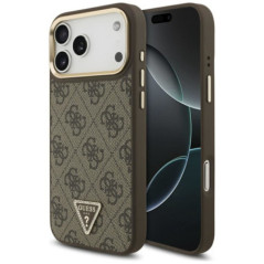 GUESS case for IPHONE 17 Pro Max compatible with MagSafe GUHMP17XP4GTDGMW (4G PU W/ Triangle Logo) gold brown