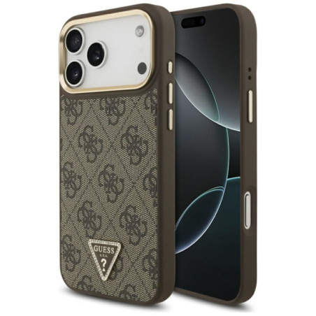 GUESS case for IPHONE 17 Pro Max compatible with MagSafe GUHMP17XP4GTDGMW (4G PU W/ Triangle Logo) gold brown