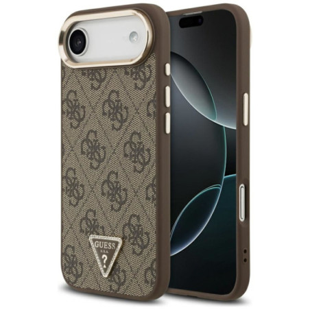 GUESS case for IPHONE 17 Air compatible with MagSafe GUHMP17MP4GTDGMW (4G PU W/ Triangle Logo) gold brown