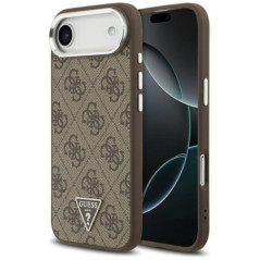GUESS case for IPHONE 17 Air compatible with MagSafe GUHMP17MP4TSRCMW (4G PU W/ Triangle Logo) silver brown