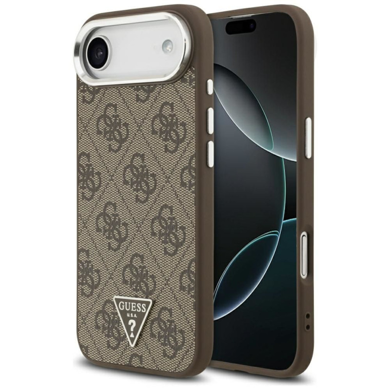 GUESS case for IPHONE 17 Air compatible with MagSafe GUHMP17MP4TSRCMW (4G PU W/ Triangle Logo) silver brown GUESS case for IPHONE 17 Air compatible with MagSafe GUHMP17MP4TSRCMW (4G PU W/ Triangle Logo) silver brown