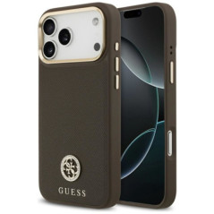 GUESS case for IPHONE 17 Pro Max compatible with MagSafe GUHMP17XPGCRMDEW (PU W/ Grained Strass Logo) brown