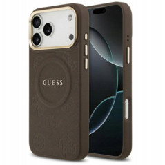 GUESS case for IPHONE 17 Pro Max compatible with MagSafe GUHMP17XPSAMSECW (PU W/ Peony Hot Stamp) brown