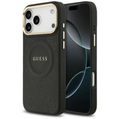GUESS case for IPHONE 17 Pro Max compatible with MagSafe GUHMP17XPSAMSECK (PU W/ Peony Hot Stamp) black