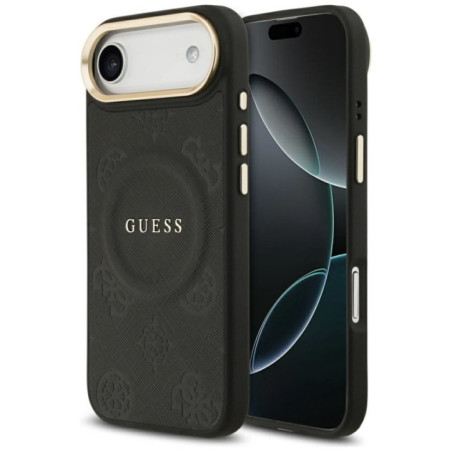 GUESS case for IPHONE 17 Air compatible with MagSafe GUHMP17MPSAMSECK (PU W/ Peony Hot Stamp) black