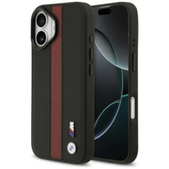 BMW case for IPHONE 17 compatible with MagSafe BMHMP17S25PCPSKR (PU Perfotated Stripe Logo) red