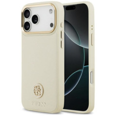GUESS case for IPHONE 17 Pro Max compatible with MagSafe GUHMP17XPGCRMDEE (PU W/ Grained Strass Logo) beige