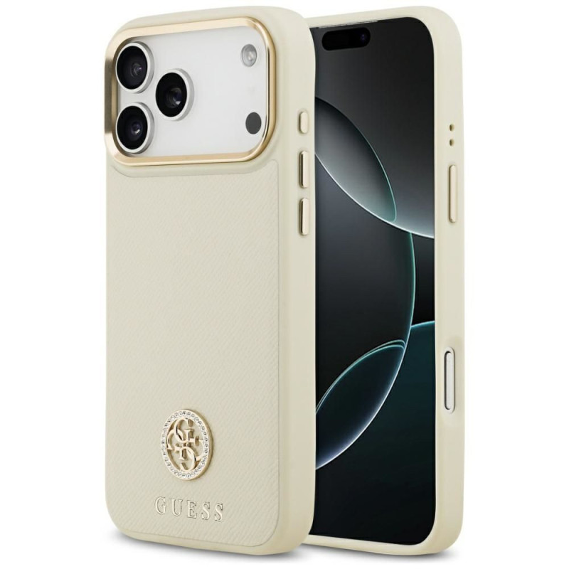 GUESS case for IPHONE 17 Pro Max compatible with MagSafe GUHMP17XPGCRMDEE (PU W/ Grained Strass Logo) beige GUESS case for IPHONE 17 Pro Max compatible with MagSafe GUHMP17XPGCRMDEE (PU W/ Grained Strass Logo) beige