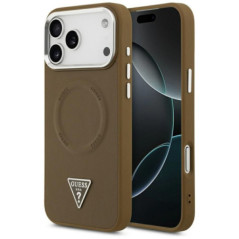 GUESS case for IPHONE 17 Pro Max compatible with MagSafe GUHMP17XPSDTSCMW (PU W/ Triangle Logo) brown