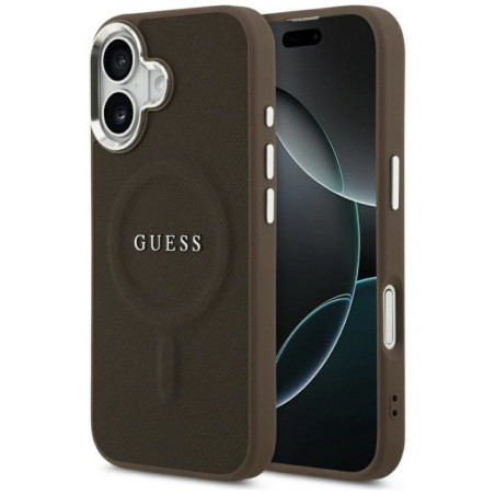 GUESS case for IPHONE 17 compatible with MagSafe GUHMP17SPSAREGSW (PU W/ Classic Logo) brown