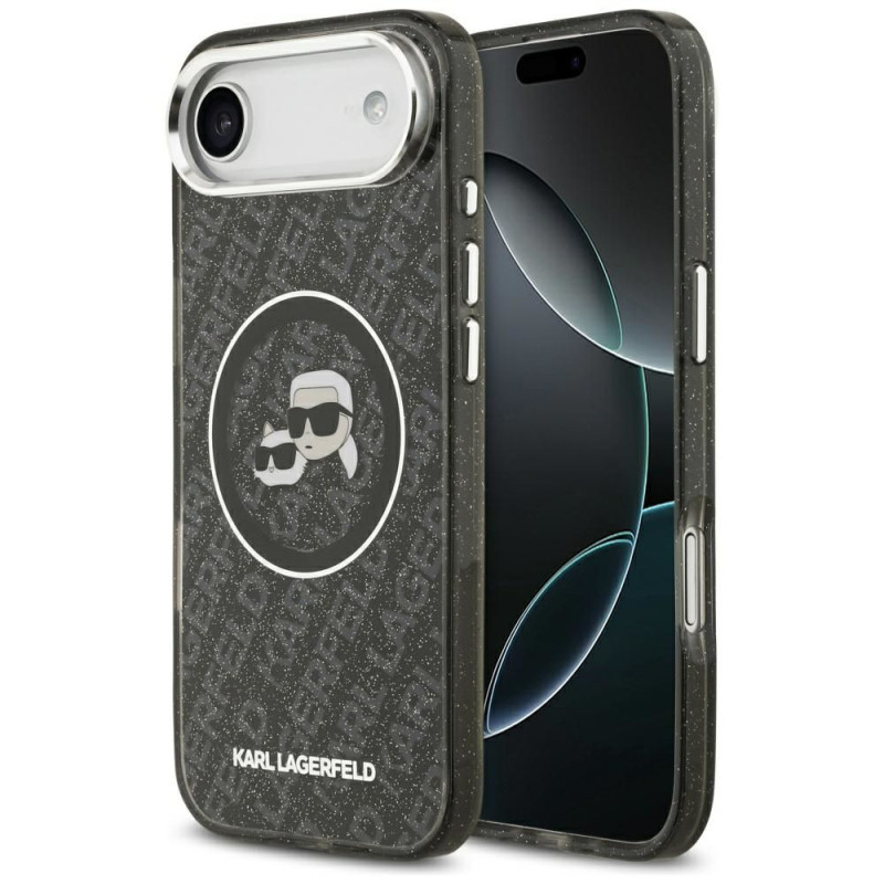 KARL LAGERFELD case for IPHONE 17 Air compatible with MagSafe KLHMP17MHMKBKCHOK (IML Glitter K&C Heads Logo) black