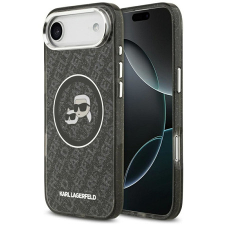 KARL LAGERFELD case for IPHONE 17 Air compatible with MagSafe KLHMP17MHMKBKCHOK (IML Glitter K&C Heads Logo) black