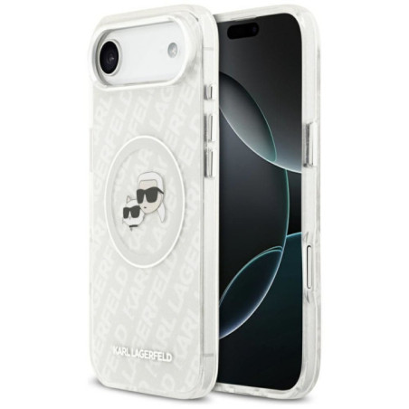 KARL LAGERFELD case for IPHONE 17 Air compatible with MagSafe KLHMP17MHMKBKCHOG (IML Glitter K&C Heads Logo) gray