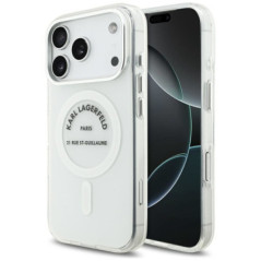 KARL LAGERFELD case for IPHONE 17 Pro compatible with MagSafe KLHMP17LHKRSGPT (IML Karl RSG Logo) transparent