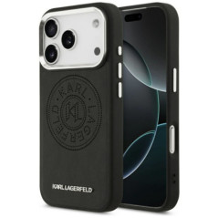 KARL LAGERFELD case for IPHONE 17 Pro Max compatible with MagSafe KLHMP17XPSKRPMK (PU W/ Point & Metal Logo) black