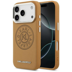 KARL LAGERFELD case for IPHONE 17 Pro compatible with MagSafe KLHMP17LPSKRPMW (PU W/ Point & Metal Logo) brown