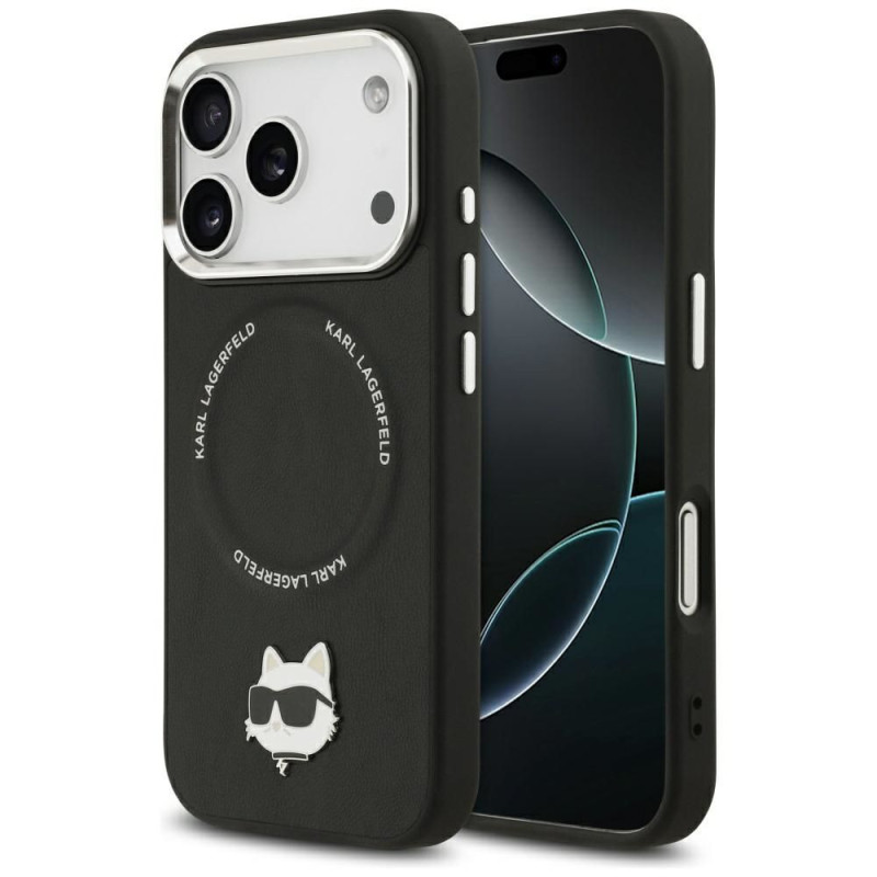 KARL LAGERFELD case for IPHONE 17 Pro compatible with MagSafe KLHMP17LPSMLRCHK (PU Choupette Pin) black