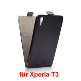 Ledertasche FLIP SLIMLINE FLEXI SERIES schwarz für Sony Xperia T3| Xperia Style|