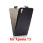 Ledertasche FLIP SLIMLINE FLEXI SERIES schwarz für Sony Xperia T3| Xperia Style|