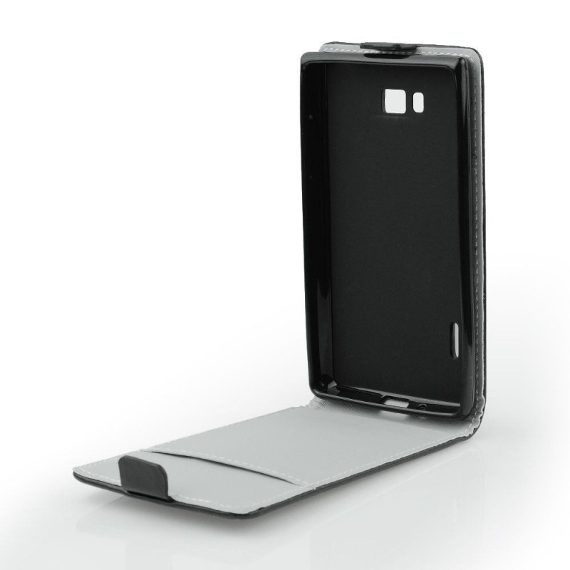 Ledertasche FLIP SLIMLINE FLEXI SERIES schwarz für HUAWEI P8 Lite|