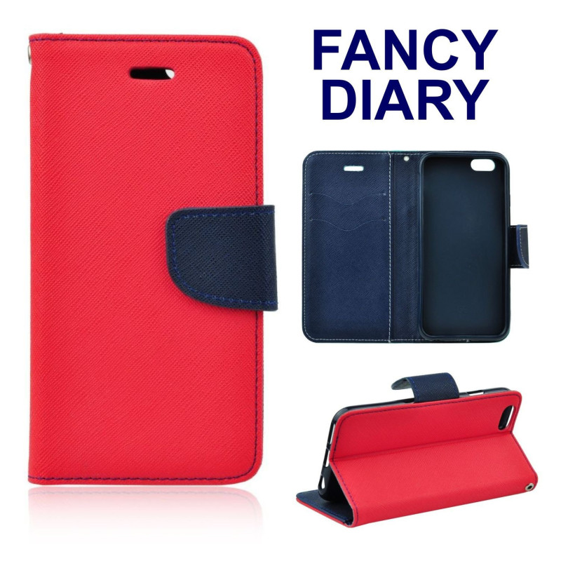 FLIP BOOK CASE FANCY DIARY rot/dunkelblau für Sony Xperia Z5|