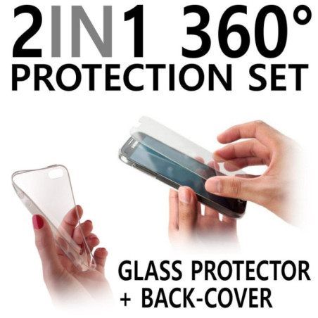 PROUD'S 360-Grad PROTECTION SET inkl. Display-Glas und Backcover für Sony Xperia E5|