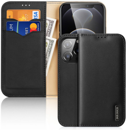 Dux Ducis Hivo Genuine Leather Bookcase type case black für Apple iPhone 13 Pro