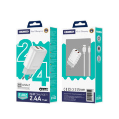 POWER-ADAPTER+CABLE HOME microUSB 12W  JELLICO EU02