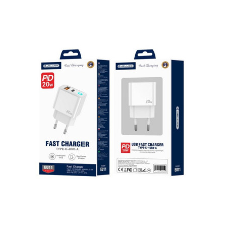 CHARGER USB-A + USB-C 20W JELLICO EU11 white
