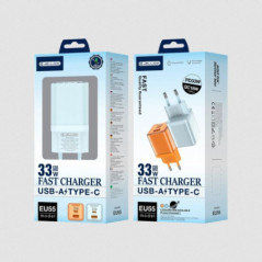 CHARGER USB-C + USB-A 33W GaN JELLICO EU55 lightblue