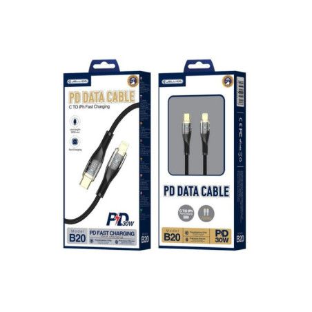 CABLE USB-C - Lightning 100cm Jellico Premium Braided B20 30W