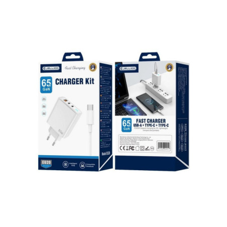 CHARGER USB-C 65W JELLICO EU20 white + CABLE USB-C