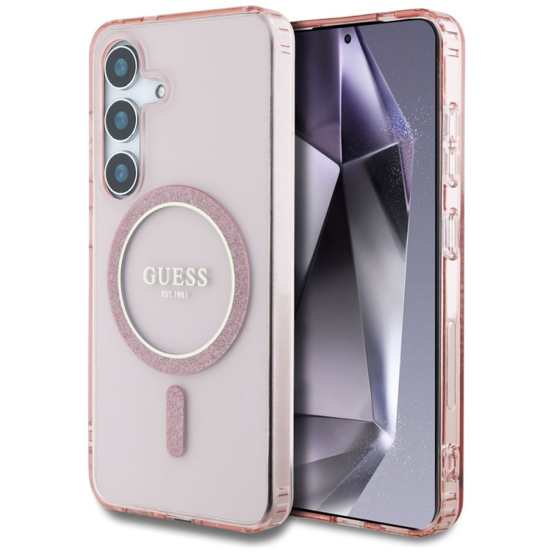 GUESS case for SAMSUNG S25 GUHMS25SHFGEREP (Magnetic IML Glitter Circle) pink GUESS case for SAMSUNG S25 GUHMS25SHFGEREP (Magnetic IML Glitter Circle) pink