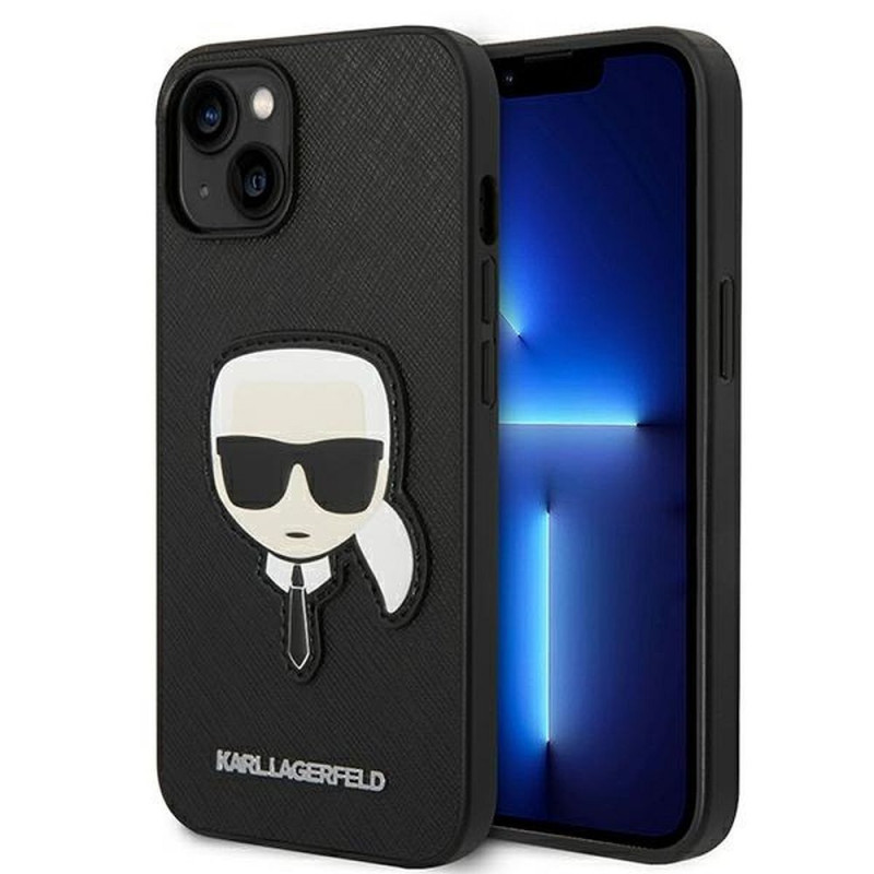 KARL LAGERFELD case for IPHONE 14 Plus KLHCP14MSAPKHK (Saffiano With Karl Head Patch) black