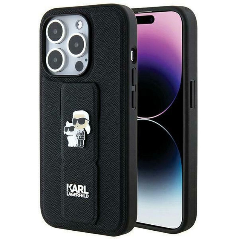 KARL LAGERFELD case for IPHONE 14 Pro KLHCP14LGSAKCPK (Gripstand Saffiano KC PIN) black