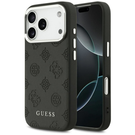GUESS case for IPHONE 17 Pro compatible with MagSafe GUHMP17LPSPOSSSK (PU W/ Peony Hot Stamp Script) black