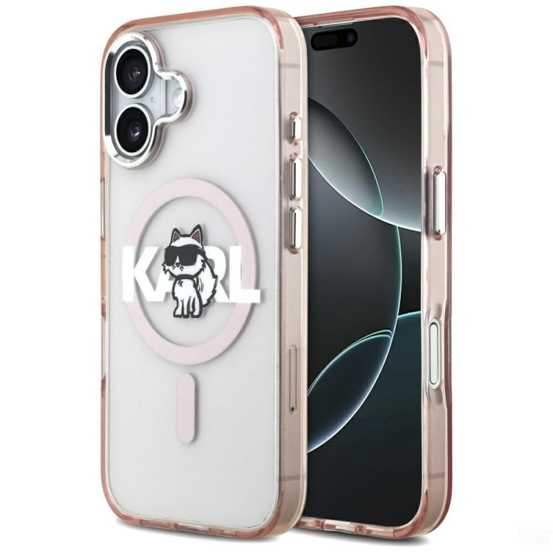 KARL LAGERFELD case for IPHONE 17 compatible with MagSafe KLHMP17SHGCHGKBP (IML Choupette Sketch Logo) pink