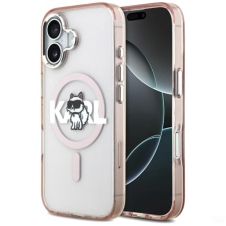 KARL LAGERFELD case for IPHONE 17 compatible with MagSafe KLHMP17SHGCHGKBP (IML Choupette Sketch Logo) pink