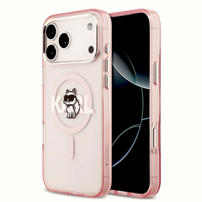 KARL LAGERFELD case for IPHONE 17 Pro Max compatible with MagSafe KLHMP17XHGCHGKBP (IML Choupette Sketch Logo) pink