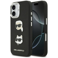 KARL LAGERFELD case for IPHONE 17 compatible with MagSafe KLHCP17SPSFDHPOK (FW Grained PU W/ K&C Heads Pins & Logo) black