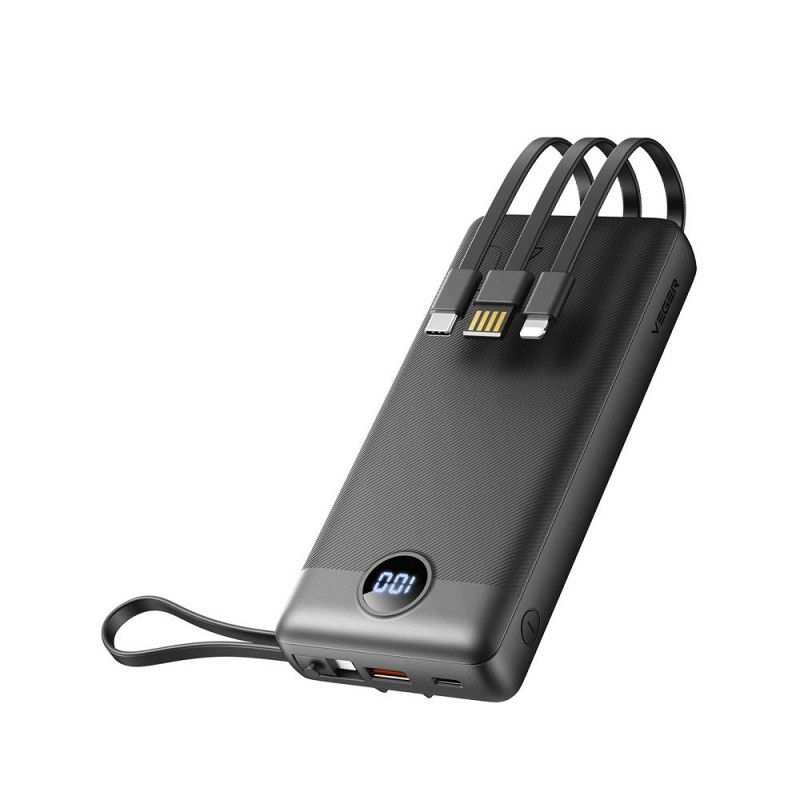 VEGER powerbank 20000 mAh with built-in cables Micro USB / Type C / Lightning C20 (W2047 / W2059) black
