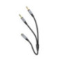 Cable AUX 2in1 Jack 3,5 mm (female) to 2 x Jack 3,5 mm (male) Hoco 0,25 m UPA21 metal gray