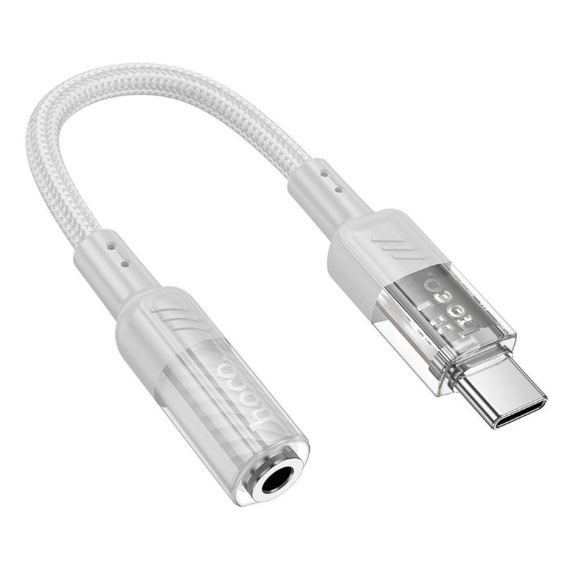 Adapter AUX USB C to Jack 3,5 mm Hoco 0,15 m LS37 transparent gray