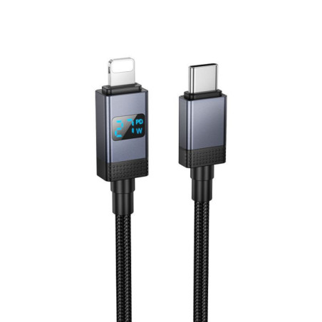 Cable USB C to Lightning Hoco PD 27W with display 1 m X118 black