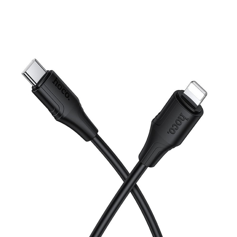 Silicone Cable USB C to Lightning Hoco 27W 1 m X124 black Silicone Cable USB C to Lightning Hoco 27W 1 m X124 black