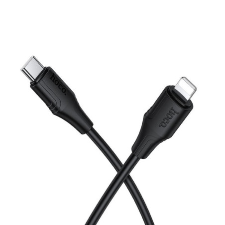 Silicone Cable USB C to Lightning Hoco 27W 1 m X124 black
